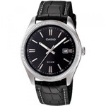 Relógio Casio - MtP-1302L-1avdf - Leather Strap - Black Dial