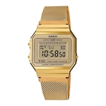 Ficha técnica e caractérísticas do produto Relogio Casio Unisex Super Slim Dourado Vintage Retro A700wmg-9a