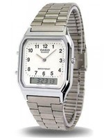 Ficha técnica e caractérísticas do produto Relógio Casio Unisex Vintage Ponteiro de Numero Prata Aq-230A-7Bmq