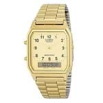 Ficha técnica e caractérísticas do produto Relógio Casio Unisex Vintage Ponteiro de Palito Dourado Aq-230Ga-9Bmq