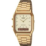 Relógio Casio Unissex Vintage Aq-230ga-9d Dourado Anadigi