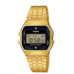 Ficha técnica e caractérísticas do produto Relógio CASIO Vintage A159WGED-1DF Dourado Fundo Preto - com Diamantes Naturais
