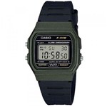 Ficha técnica e caractérísticas do produto Relogio Casio Vintage Masculino Preto com Verde Digital F-91