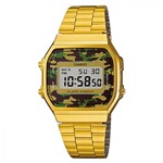 Ficha técnica e caractérísticas do produto Relogio Casio Vintage Retro Unissex A168wegc-3df Dourado Camuflado