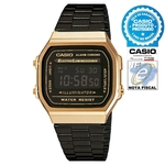Ficha técnica e caractérísticas do produto Relógio CASIO Vintage Unissex A168WEGB-1BDF Digital - Preto com Dourado