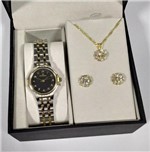 Ficha técnica e caractérísticas do produto Relógio Champion CH25338N Feminino Prata/dourado Mostrador Preto