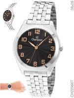 Ficha técnica e caractérísticas do produto Relógio Champion CH22966T unissex prateado mostrador preto