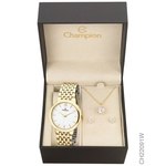 Ficha técnica e caractérísticas do produto Relógio Champion Dourado Feminino Ch22091w + Kit Brinco E Colar