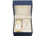 Relógio Champion Dourado Feminino Ch24268d Mais Kit