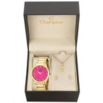 Ficha técnica e caractérísticas do produto Relógio Champion Dourado Feminino Passion Analógico Ch24759j + Colar e Brincos
