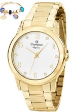 Ficha técnica e caractérísticas do produto Relógio Champion Dourado Feminino + Pulseira CN26751S