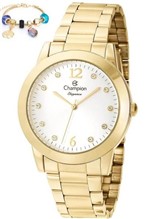 Ficha técnica e caractérísticas do produto Relógio Champion Dourado Feminino + Pulseira CN26788S