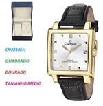 Ficha técnica e caractérísticas do produto Relogio Champion Dourado Quadrado Medio Pulseira Couro Cn28106h