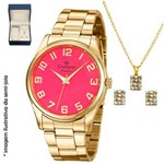 Ficha técnica e caractérísticas do produto Relógio Champion Feminino Analógico Dourado Rosa + Kit de Colar e Brincos CN29883Z