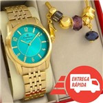 Ficha técnica e caractérísticas do produto Relógio Champion Feminino Dourado Azul Kit Ouro 18k - Prisma