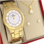 Ficha técnica e caractérísticas do produto Relógio Champion Feminino Dourado Branco CN24137W Prova D'água 1 Ano de Garantia Original