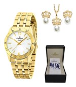 Ficha técnica e caractérísticas do produto Relógio Champion Feminino Dourado Brinde Colar + Brinco Cn27349w