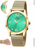 Ficha técnica e caractérísticas do produto Relógio Champion Feminino Dourado Cn29098g Verde