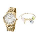 Relógio Champion Feminino Dourado Cn29911s+ Pulseira Berloque