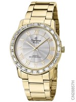 Ficha técnica e caractérísticas do produto Relógio Champion Feminino Dourado Cristais Aro Cn28857h