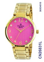 Ficha técnica e caractérísticas do produto Relogio Champion Feminino Dourado Fundo Rosa CN26831L