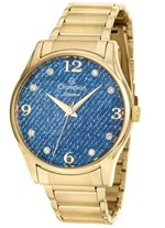 Ficha técnica e caractérísticas do produto Relógio Champion Feminino Dourado Jeans Cn26975a - Cod 30025758