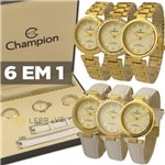 Ficha técnica e caractérísticas do produto Relógio Champion Feminino Dourado Kit Troca Pulseira e Aro CN29203H