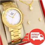 Ficha técnica e caractérísticas do produto Relógio Champion Feminino Dourado Ouro 18k com 1 Ano de Prova D'água e Nota Fiscal - Prisma