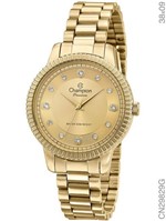 Ficha técnica e caractérísticas do produto Relógio Champion Feminino Dourado Ponteiro Cristal Cn29829g