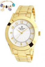 Ficha técnica e caractérísticas do produto Relógio Champion Feminino Dourado + Pulseira CN24137S