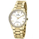 Ficha técnica e caractérísticas do produto Relógio Champion Feminino Dourado Strass CN29089H