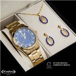 Relógio Champion Feminino Kit Corrente e Brinco Cn29910k