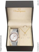 Ficha técnica e caractérísticas do produto Relógio Champion Feminino Prata e Rose Kit Semijóia Cn29632y