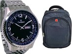 Ficha técnica e caractérísticas do produto Relógio Champion Masculino Analógico Pulseira de Aço Original + Mochila Notebook Azul