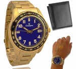 Ficha técnica e caractérísticas do produto Relógio Champion Masculino Dourado Azul Prova D'água com 1 Ano da Garantia CA31328A + Carteira