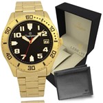 Ficha técnica e caractérísticas do produto Relógio Champion Masculino Dourado Preto CA31364U 1 Ano de Garantia Original com Carteira Lebrave