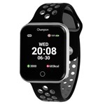 Relógio Champion Smart Bluetooth 4.0 Prata Pulseira Preta e Cinza CH50006C Smartwatch