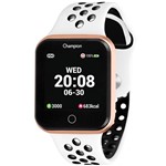 Relógio Smartwatch Champion Bluetooth 4.0 Rosé Pulseira Branca e Preta CH50006W