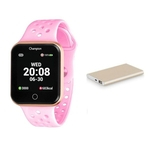 Relógio Champion Smart Bluetooth 4.0 Rosé Pulseira Rosa CH50006R Smartwatch + Bateria Portátil para Celular