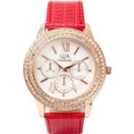 Relógio Clássico Feminino com Pulseira de Couro - Vermelho - *Ctmd Ti