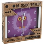Ficha técnica e caractérísticas do produto Relógio 23cm Quadrado Médio Cazza Coruja
