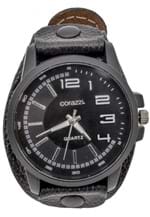 Relógio Corazzi Leather Deluxe Sport Preto Fosco