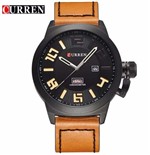 Ficha técnica e caractérísticas do produto Relógio Curren 8270 Masculino Preto Marrom Pulseira de Couro