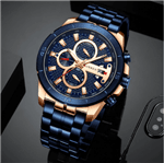 Ficha técnica e caractérísticas do produto Relógio Curren Original Azul e Rosé Gold