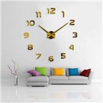 Ficha técnica e caractérísticas do produto Relógio 3d Grande Decoração Dourado Parede Escritório Casa Sala