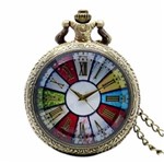 Ficha técnica e caractérísticas do produto Relógio de Bolso Vintage Colorido Números Romanos