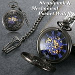 Ficha técnica e caractérísticas do produto Relógio de bolso vintage steampunk esqueleto rosto aberto presente cadeia mecânica retro