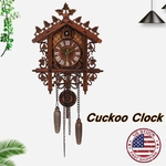 Ficha técnica e caractérísticas do produto Relógio de cuco de madeira dos EUA Alarme da parede do balanço da casa da floresta Artesanato Decoração do quarto!