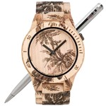 Ficha técnica e caractérísticas do produto Relógio de Madeira Wewood Masculino Allium Print Palm Beige WWAL02