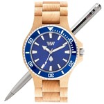 Ficha técnica e caractérísticas do produto Relógio de Madeira Wewood Masculino Date Mb Beige Blue WWD14